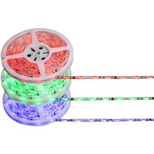 Globo LED-Strip Flexband Digital RGB 5 m auf Rollen in rot, grün und blau.
