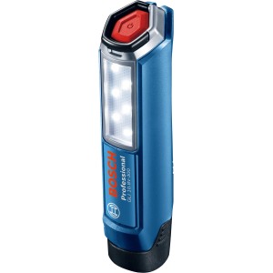Bosch Professional Akku-Lampe GLI 12V-300 Solo, blaue Handleuchte mit LED-Lichtern.