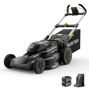 Suntek Akku-Rasenmäher, 40V, selbstfahrend, mit 2 Akkus und Ladegerät.