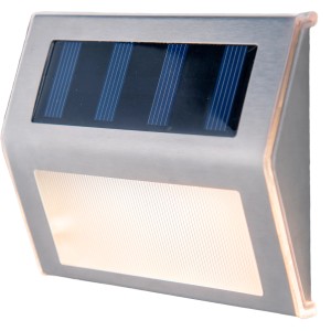 Näve LED-Solar-Wandleuchte, 4er-Set, Edelstahloptik, warmweißes Licht für den Außenbereich.