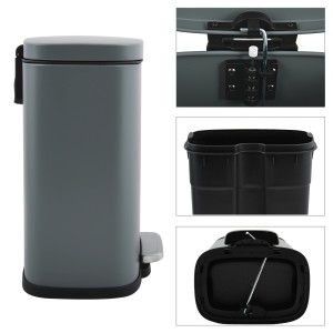 Spirella Kosmetikeimer Akira, 12 l, Grau, mit Pedal und Inneneimer.