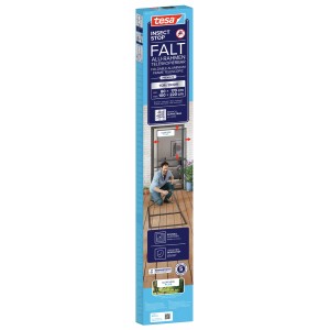 tesa® Insect Stop Falt Alu-Rahmen Tür, anthrazit, Insektenschutz für Terrassentüren.