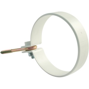 Weiße Marley Rohrschelle DN 75 mit Ringschraube (2er-Pack) zur Befestigung von Fallrohren.