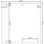 Technische Zeichnung des Skan Holz Carport Spessart (611x604 cm) mit Maßangaben.