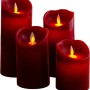 Näve LED-Kerzen 4er-Set in Rot mit schwingender Flamme für stimmungsvolle Beleuchtung.