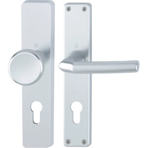 Hoppe Langschild-Wechselgarnitur Birmingham PZ Alu Natur für Wohnungsabschlusstüren.