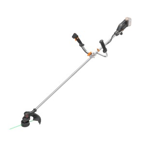 Worx Akku-Freischneider WG082E.9 ohne Akku: Trimmer mit Bike-Griff und grünem Faden.