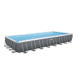 Bestway Stahlrahmenpool-Set PowerSteel, 956x488x132cm, grau. Inkl. Sandfilteranlage, Leiter und Abdeckung.