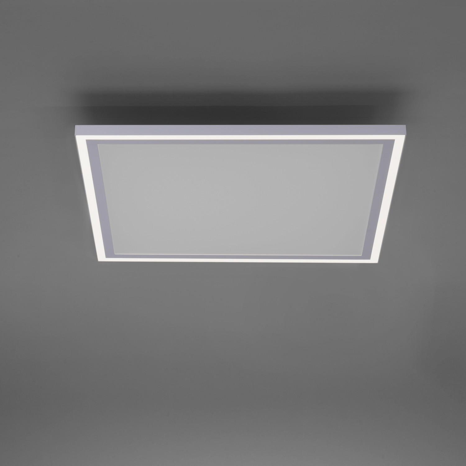 Quadratische, dimmbare LED-Deckenleuchte Edging in Weiß, 46,4x46,4 cm. Modernes Design.