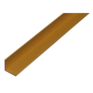 Goldenes, gleichschenkliges Winkelprofil aus Aluminium, 15x15x1000 mm.