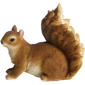 Detailreiche Deko-Figur: Eichhörnchen aus Polyresin, 14 cm hoch, für die Gartendekoration.