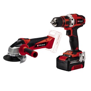 Einhell Power X-Change Werkzeug-Set mit Akku-Bohrschrauber und Winkelschleifer.