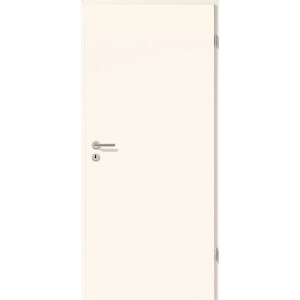 Weiße CPL Zimmertür (90x203cm) mit Schloss und Bändern, Rechtsanschlag.