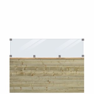 Sichtschutzzaun Plank Nadelholz druckimprägniert mit Glas 174 cm x 125 cm