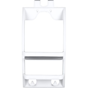 Wenko Badregal Universal, weiß, mit 2 Ablagekörben und 2 Haken für Badutensilien.