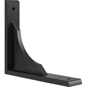 Schwarzer Holz-Regalwinkel, 22x18x4 cm, zur Wandbefestigung von Regalböden.