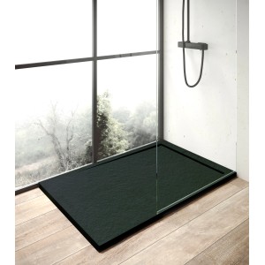 Rechteckige, anthrazitfarbene Ottofond Duschwanne Zona, 120x80 cm, extraflach und bodeneben.