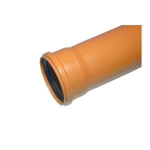 Orangefarbenes Marley Kanalgrundrohr DN 125 (2 m) aus PVC-Hartkunststoff.