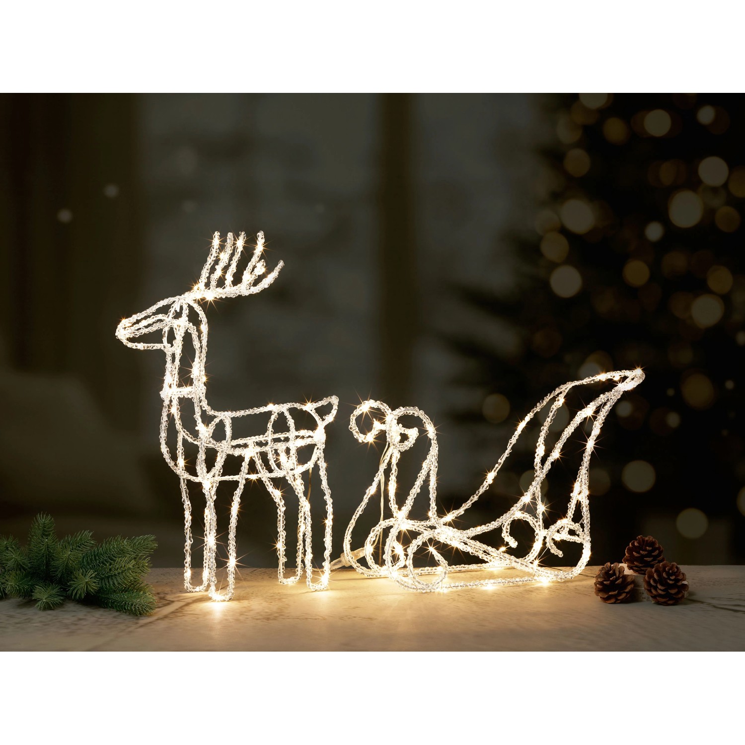 OBI LED Figur Rentier Schlitten Warmweiß 130 LEDs kaufen bei OBI