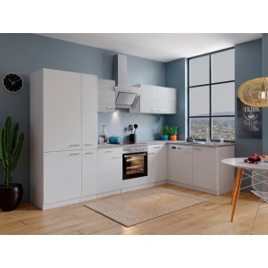 Respekta Winkelküche KBL310WWBSCGKEG 310 x 172 cm Weiß-Beton Optik