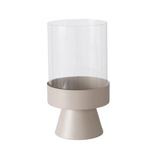 Beiges Boltze Home Windlicht Pallas, 16x28cm, aus Eisen und Glas. Moderner Kerzenhalter für Wohnzimmer.