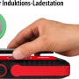 Rotes Apa Schnellstartsystem Powerpack 16.000 mAh mit kabelloser Ladestation für Smartphone.