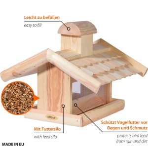 Dobar Vogelhaus mit Futter-Silo 38 cm x 38 cm x 30 cm