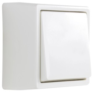Aufputz A/W-Schalter, weiß, aus Kunststoff, für den Innenbereich.