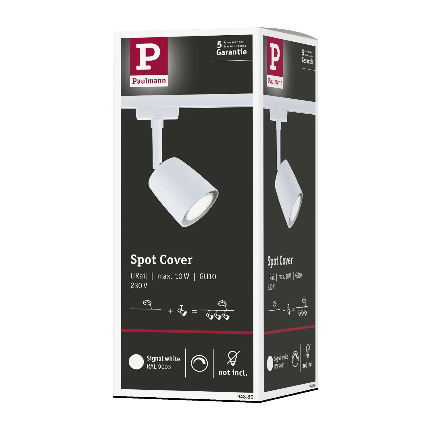 Paulmann URail Schienenspot Cover, signalweiß, für GU10 Leuchtmittel bis 10W, zur flexiblen Lichtgestaltung.