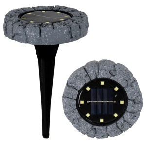 Näve LED Solar Erdspieße Kian, 3er-Set, Steinoptik grau, für Garten und Außenbereiche.