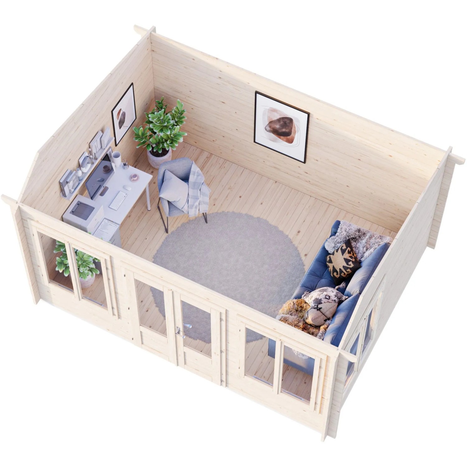 Palmako Gartenhaus Claudia Pent 400 x 300 cm Lackiert Hellgrau-Anthrazit FSC®_4