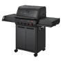 Enders Gasgrill Monroe Pro 3 SIKR Turbo Shadow, schwarzer Grill mit Seitenkocher und Unterschrank.
