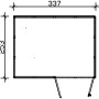 Grundrisszeichnung Skan Holz Gartenhaus Sydney, 337x253 cm, zur Illustration der Abmessungen.