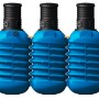 4rain Erdtank Modularis 7500 l Garten-Comfort Paket: 3 blaue Tanks mit schwarzem Domschacht verbunden.