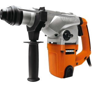 Worx Bohrhammer WX333, 1250 W, orange-grau, mit Zusatzhandgriff für sicheres Arbeiten.