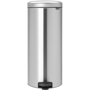 Brabantia Treteimer NewIcon 30 l, Edelstahl Mülleimer mit Pedal und geruchsdichtem Deckel.