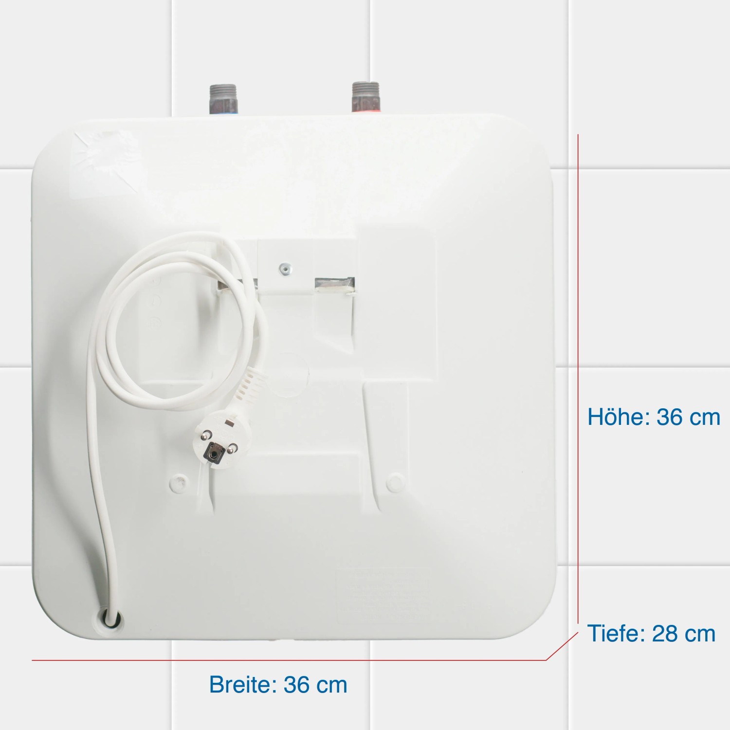 Regent Kleinspeicher REG 10 UT, 10 Liter Warmwasserspeicher für die Untertischmontage, Rückansicht.