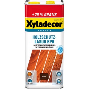 Xyladecor Holzschutz-Lasur Nussbaum, 6L Dose für den Außenbereich. Holzlasur schützt vor Bläue und Witterung.