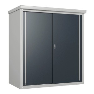 Trimetals Geräteschuppen Guardian D63, Gartenschrank mit Schiebetüren, inkl. Boden, lichtgrau/anthrazit.