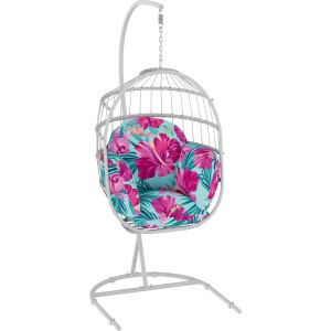 Sitzkissen für Palmwoods Hängesessel mit Hibiskusmuster für erhöhten Komfort.