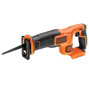 Black+Decker Akku-Säbelsäge BDCR18N, 18V, orange-schwarz, mit Sägeblatt. Ideal für Haus und Garten.