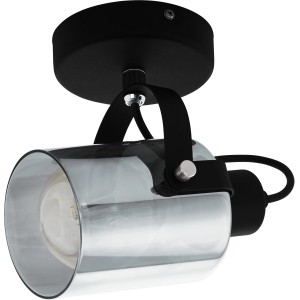 Eglo Berregas Wandlampe, 1-flammig, schwarz mit transparentem Glas
