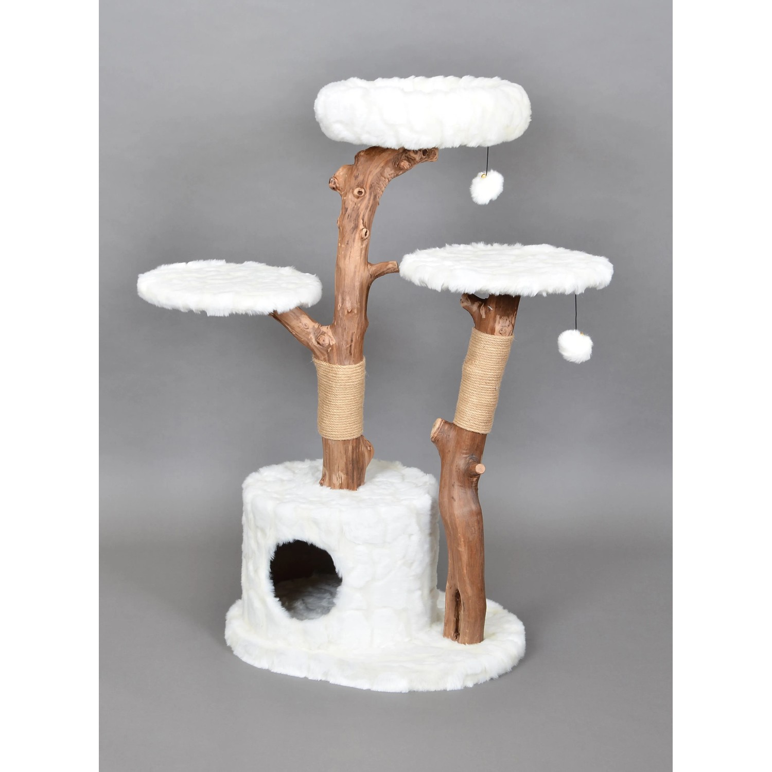 Dobar Kratzbaum Frosty mit 2 Naturstmmen Katzenhhle Wei 102 x 60 x 45 cm  FSC kaufen bei OBI