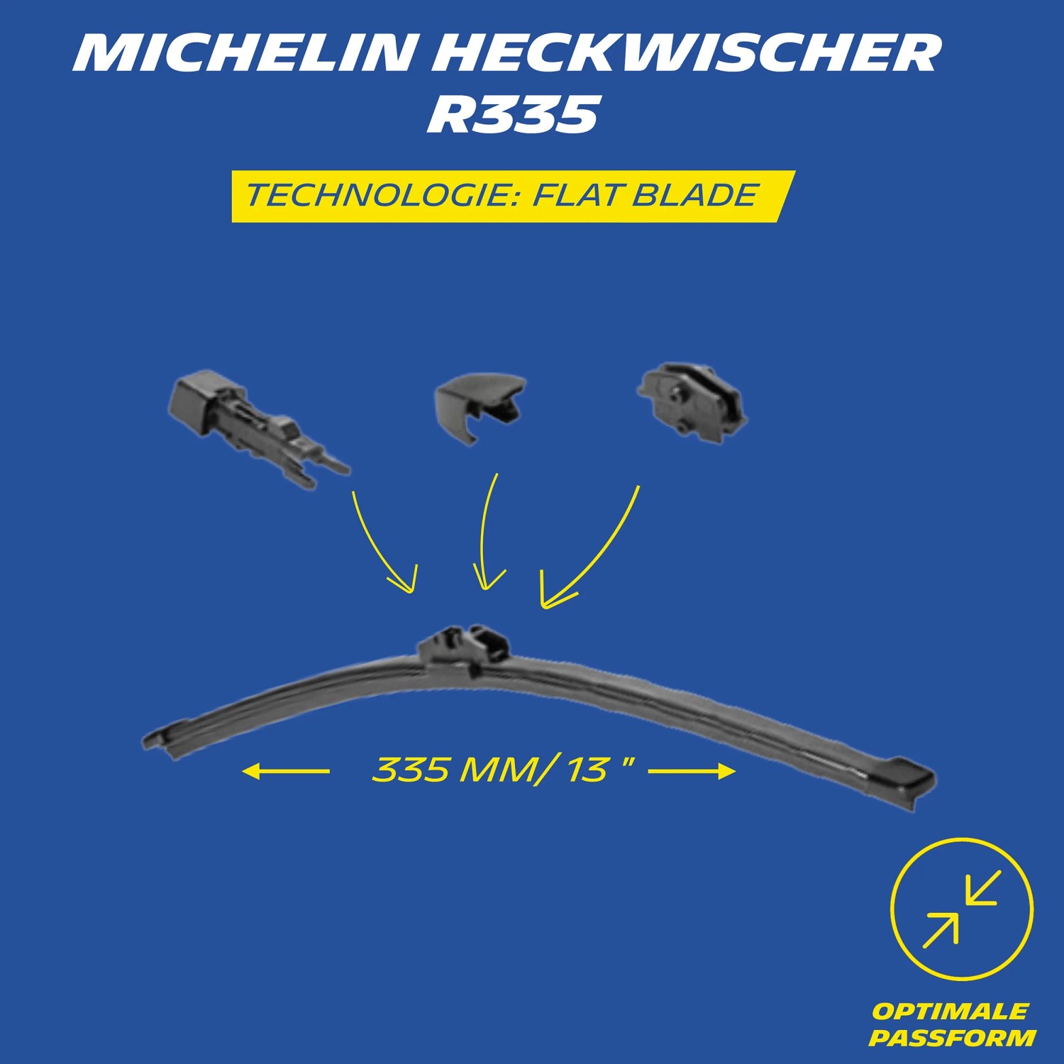 Michelin Heckwischer Flat Blade, 335 mm, für optimale Passform und klare Sicht.