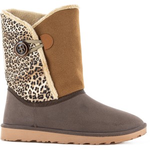 Blackfox Karkwa Stiefel Gr. 36/37: Winterstiefel mit Leopardenmuster und Zierknopf.