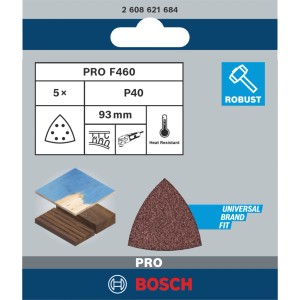Bosch Delta-Schleifblatt F460 Best for Wood and Paint 5-er Pack Körnung 40