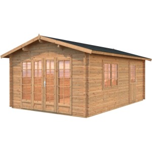 Palmako Irene Holz-Gartenhaus, braun, mit Satteldach. Gartenhaus aus Holz mit Fenster und Tür.