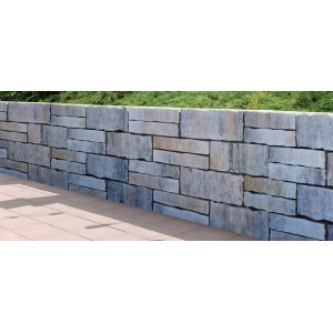 Mauer aus Diephaus Menhire Mauersteinen in Muschelkalk Optik, 40x20x10 cm.
