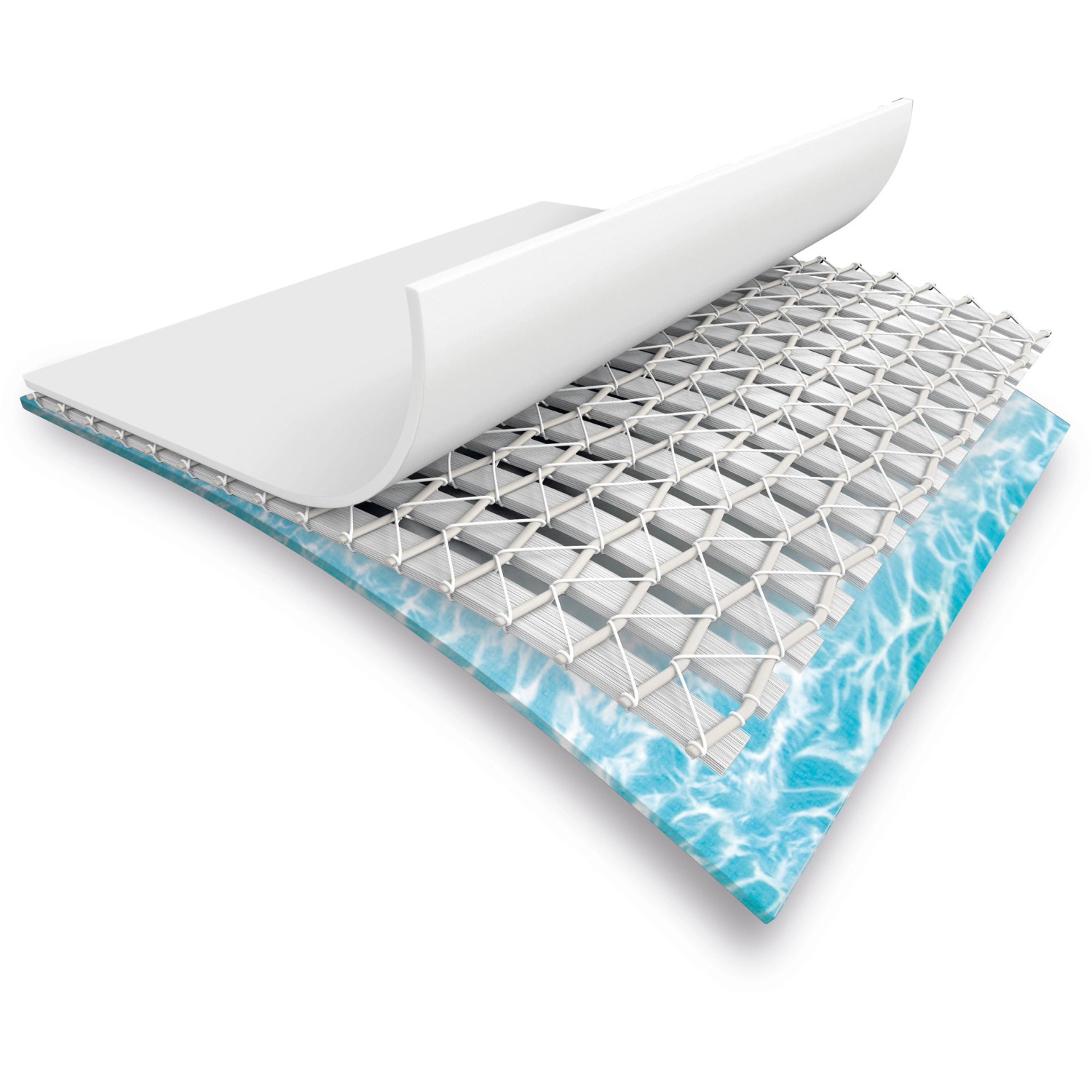 Detailaufnahme der Poolfolie des Intex Frame Pool Set Beachside, die die robuste Konstruktion zeigt.