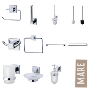 Fackelmann Badhelfer-Set Mare in Chromoptik: Ablageschale, Handtuchhalter, Seifenspender u.a.
